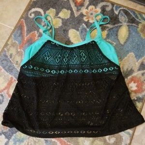 Go gossip  3x swim top  Teal and black